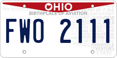 OH license plate FWO2111