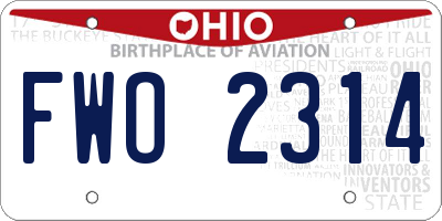 OH license plate FWO2314