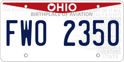 OH license plate FWO2350