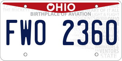 OH license plate FWO2360