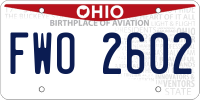 OH license plate FWO2602