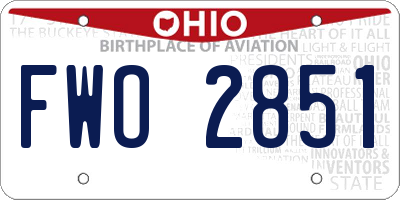 OH license plate FWO2851
