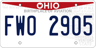 OH license plate FWO2905