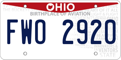 OH license plate FWO2920