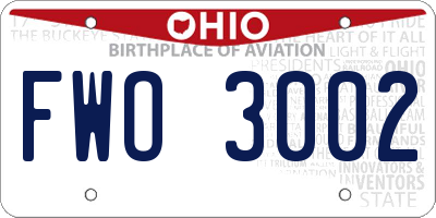 OH license plate FWO3002