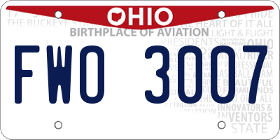 OH license plate FWO3007