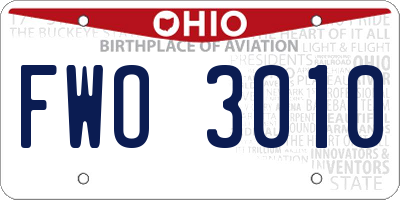 OH license plate FWO3010