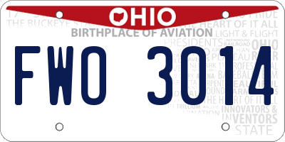 OH license plate FWO3014