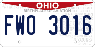 OH license plate FWO3016