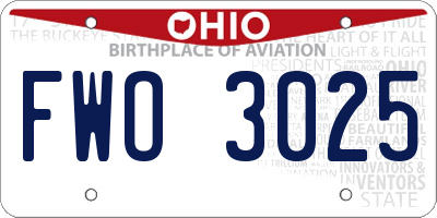 OH license plate FWO3025