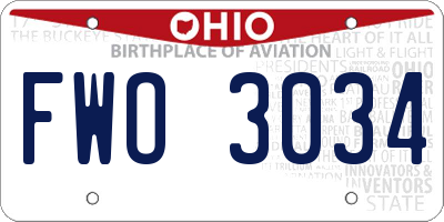 OH license plate FWO3034