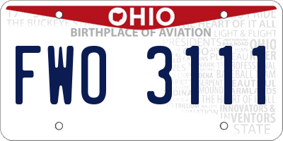 OH license plate FWO3111