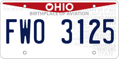 OH license plate FWO3125