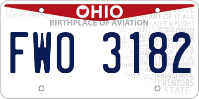 OH license plate FWO3182