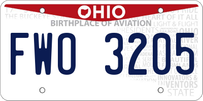 OH license plate FWO3205