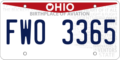 OH license plate FWO3365