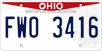 OH license plate FWO3416