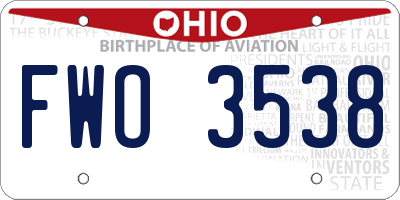 OH license plate FWO3538