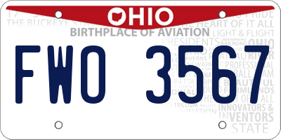 OH license plate FWO3567