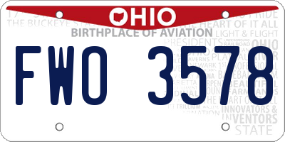 OH license plate FWO3578