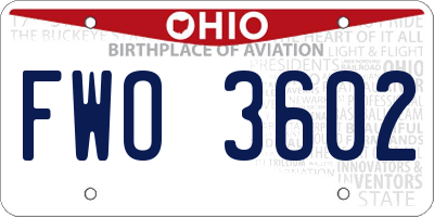 OH license plate FWO3602