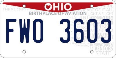 OH license plate FWO3603