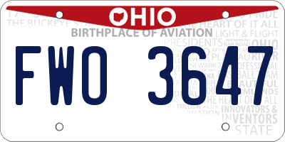 OH license plate FWO3647