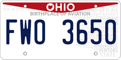 OH license plate FWO3650