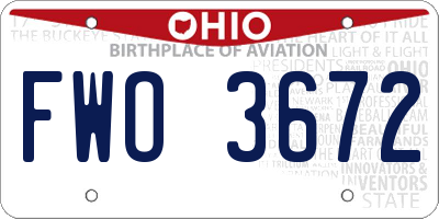 OH license plate FWO3672