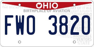 OH license plate FWO3820