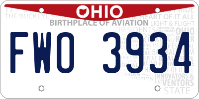 OH license plate FWO3934