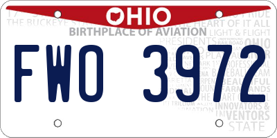 OH license plate FWO3972