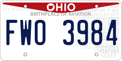 OH license plate FWO3984