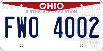 OH license plate FWO4002