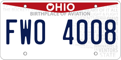 OH license plate FWO4008