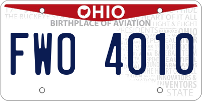 OH license plate FWO4010