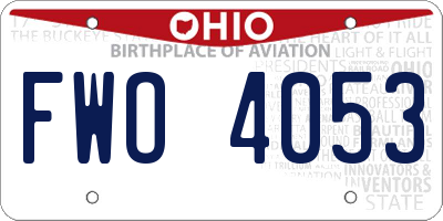 OH license plate FWO4053