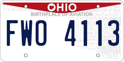OH license plate FWO4113