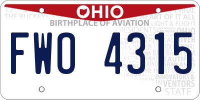 OH license plate FWO4315