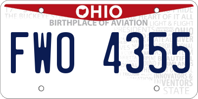 OH license plate FWO4355