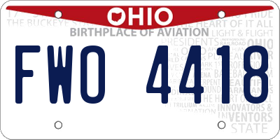 OH license plate FWO4418