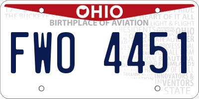 OH license plate FWO4451