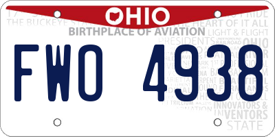 OH license plate FWO4938