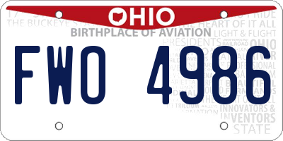 OH license plate FWO4986