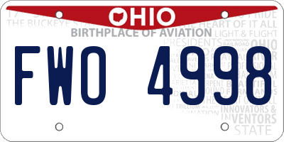 OH license plate FWO4998