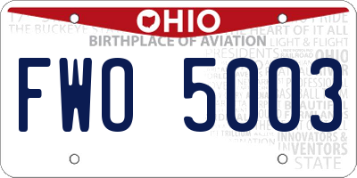 OH license plate FWO5003