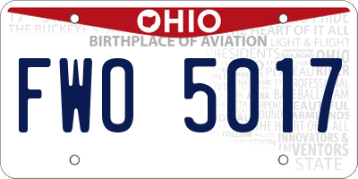 OH license plate FWO5017