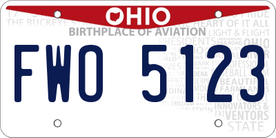 OH license plate FWO5123
