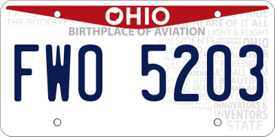 OH license plate FWO5203