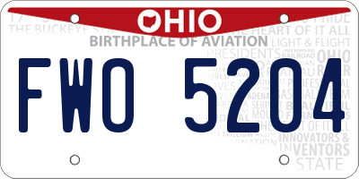 OH license plate FWO5204